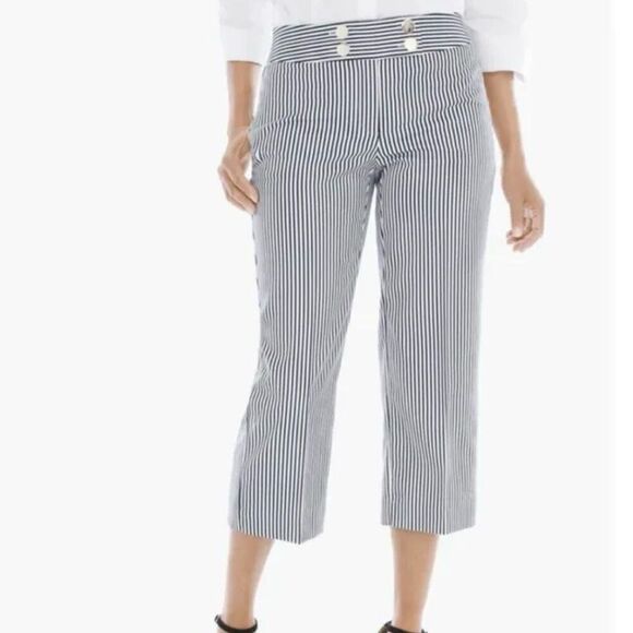 Chico's Sailor Stripe Hardware Crop Pants size 16 - Picture 3 of 10